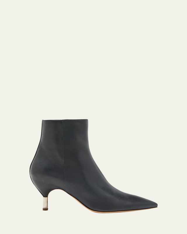 Valeria Leather Zip Ankle Booties